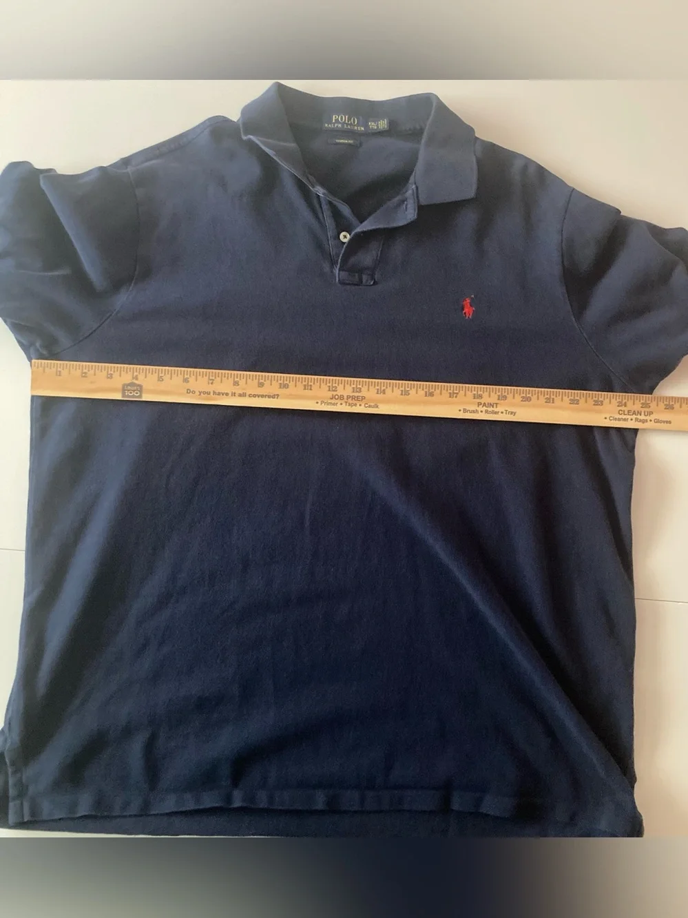 Ralph Lauren SZ XXL Custom fit Navy Polo with Red Pony Embroidery 100% Cotton.